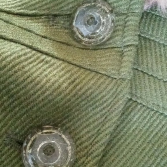 Avocado Green Corduroy Coat with Faux Fur Collar - Picture 8 of 15